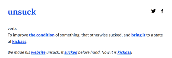 Urban Dictionary definition of "unsuck"