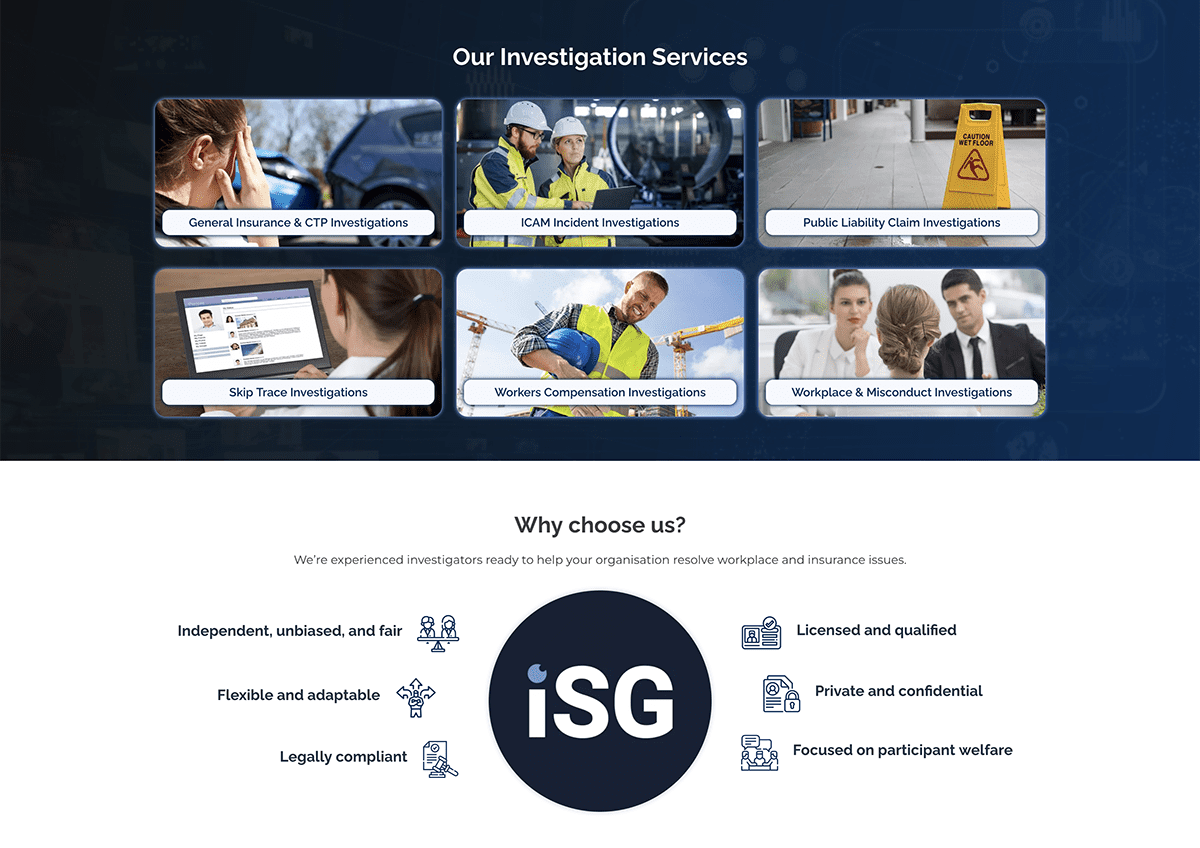 ISG homepage 3 business copywriting
