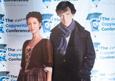 Lifesized cutouts of Benedict Cumerbatch and Claire Fraser