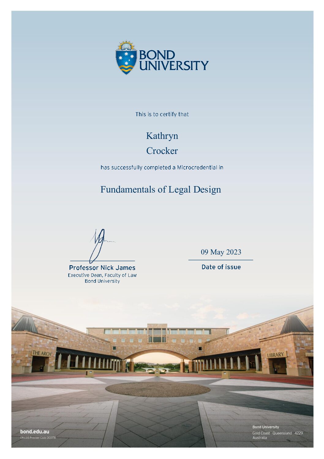 Bond University Fundamentals in Legal Design Certificate 