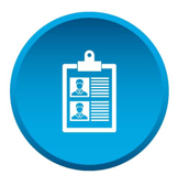 Blue privacy icon - clipboard with information