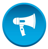 Blue privacy icon - megaphone